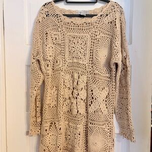 GAP Crochet Knit Sweater in Beige